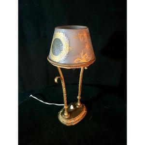 Art Deco Glass Paste Lamp, Gold Decor Fin.montjoie.