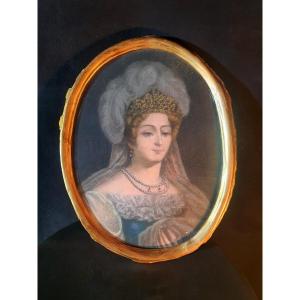 Pastel Portrait XVIII Siècle, Jeune Femme Princesse. 