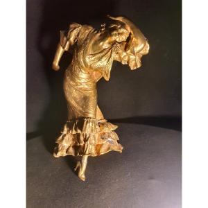 Sculpture école  Espagnole Bronze Danseuse Flamenco Luis De Perinat.