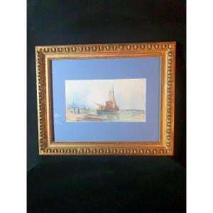 Watercolor Marine Painting, Usa School, Sir William Newton Bartholomew.