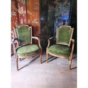 Pair Of Louis XVI Period Armchairs. 