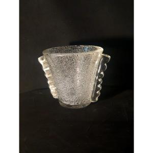 Daum Art Deco Bullé Crystal Vase.