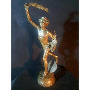 Sculpture Bronze Le Vainqueur XIX Siècle Par Adrien étienne Gaudez.