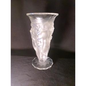 Art Deco Vase With Bachantes, Glass Paste, Daum.