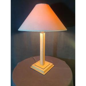 Art Deco Lamp Quilted Leather Cellier Esprit Dupré Lafon, Hermes.