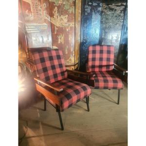 Pair Of Vintage 50s Armchairs, P Guariche Style.