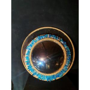 Grand Miroir Vintage Sorcière Convexe, Verre Murano. 