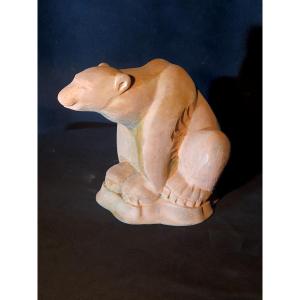 Art Deco Polar Bear Sculpture, Stone, Esprit F Pompon.