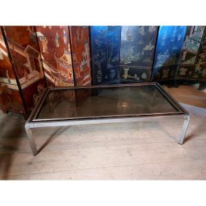 Vintage Metal And Wood Coffee Table Flaminia Style Willy Rizzo 