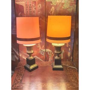 Pair Of Vintage Neo Classic Lamps, Medici Vases.