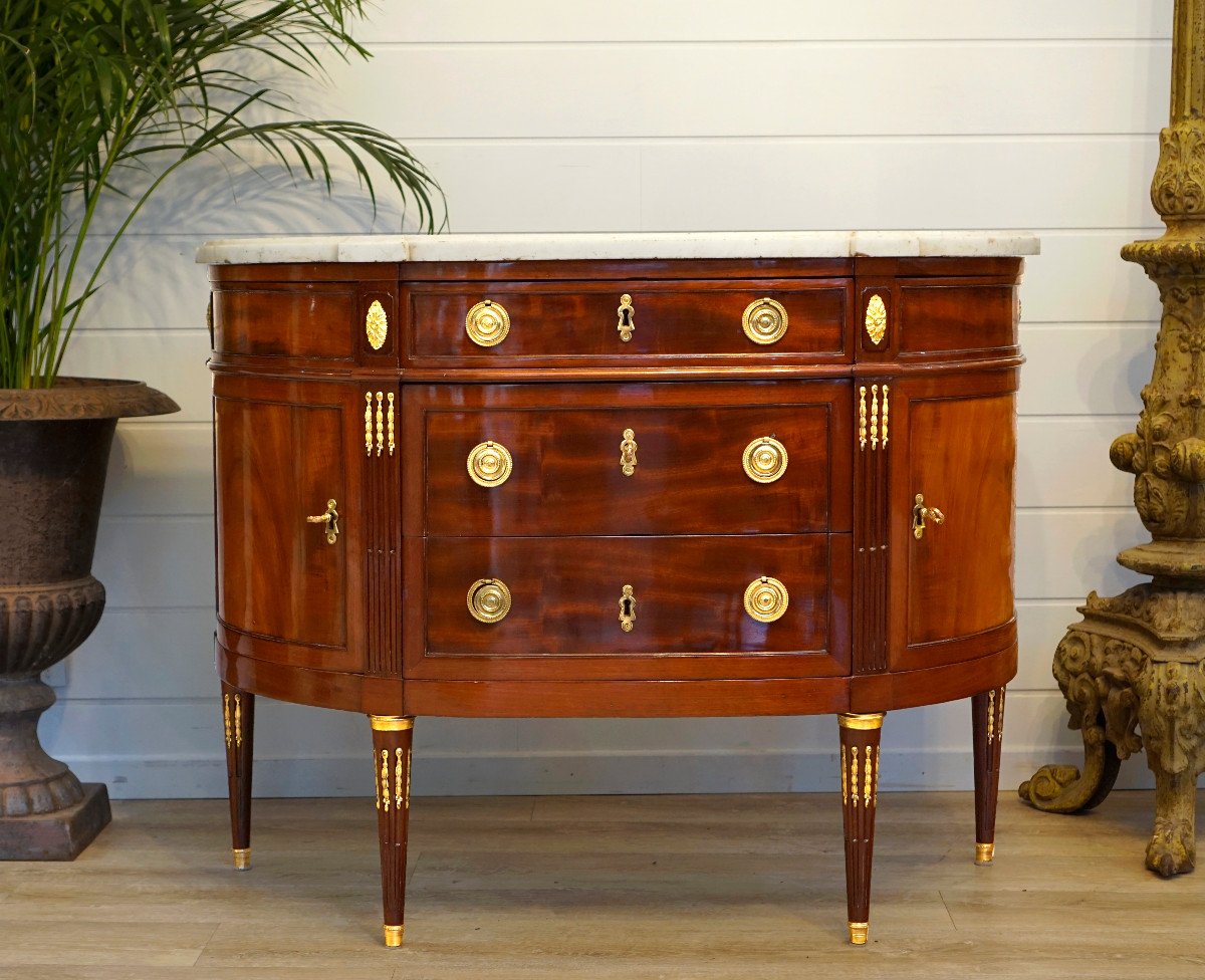 N.PETIT Commode Demi-lune En Acajou-photo-2