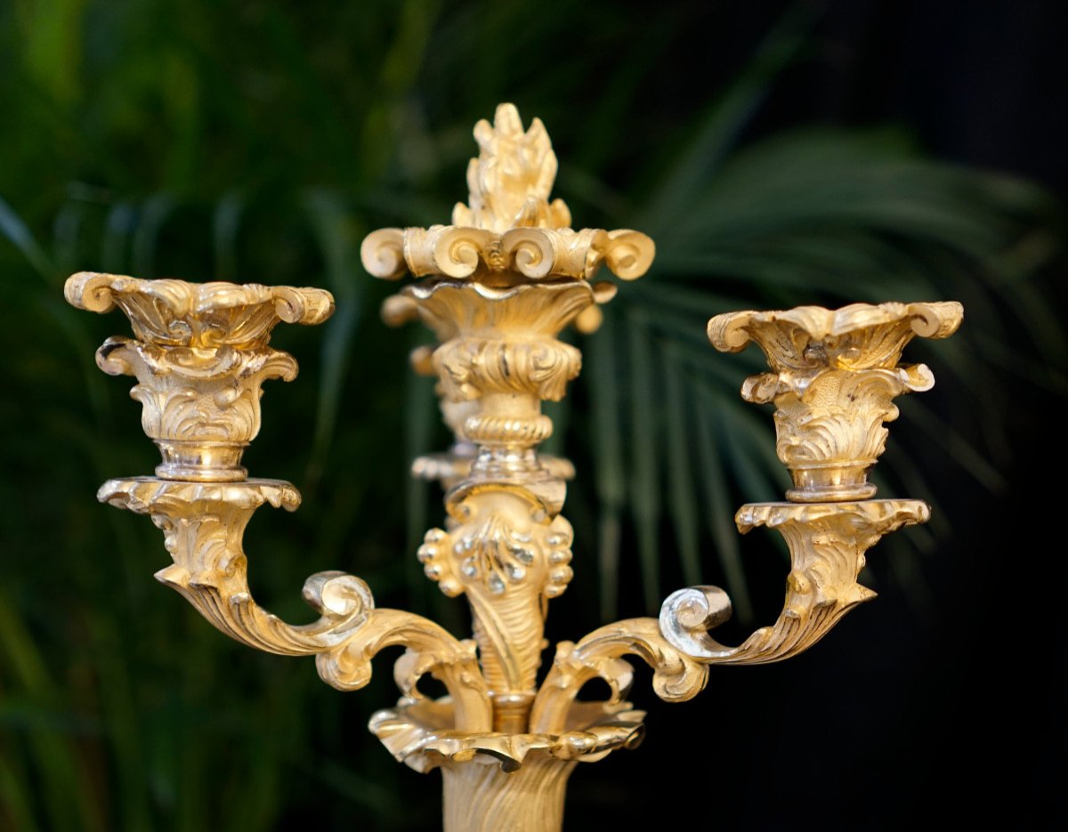 Pair Of Large Louis XV Style Candlesticks-photo-2