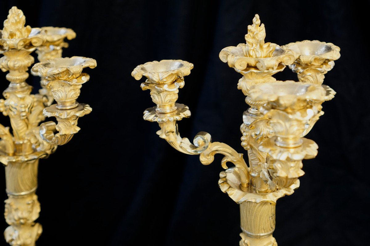 Pair Of Large Louis XV Style Candlesticks-photo-4