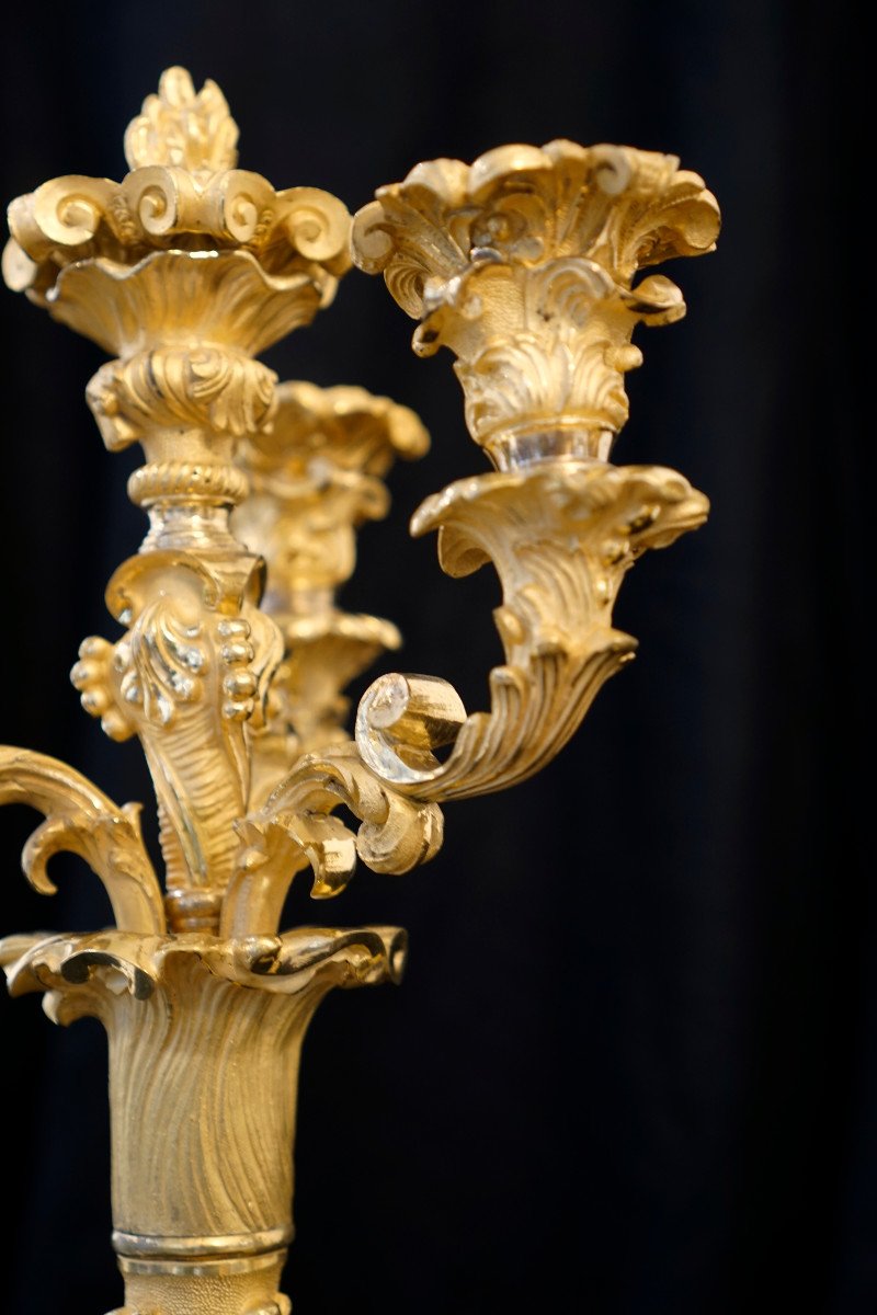 Pair Of Large Louis XV Style Candlesticks-photo-2