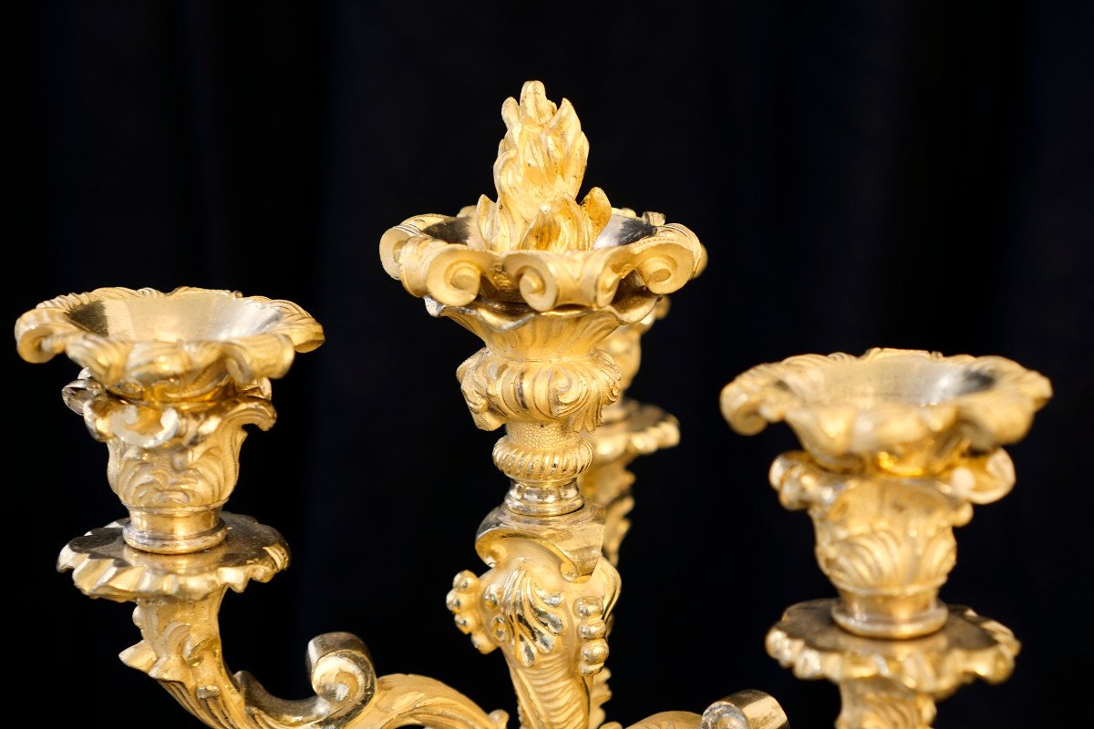 Pair Of Large Louis XV Style Candlesticks-photo-3