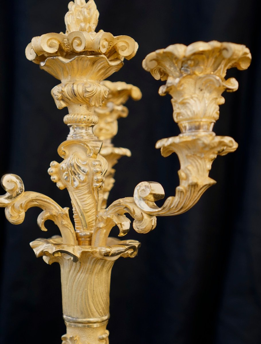 Pair Of Large Louis XV Style Candlesticks-photo-4