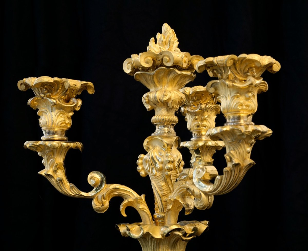 Pair Of Large Louis XV Style Candlesticks-photo-6