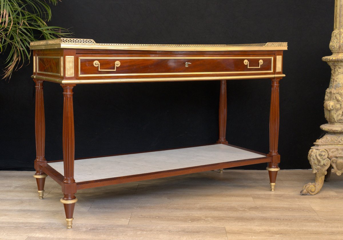 Imposante Console Louis XVI En Acajou