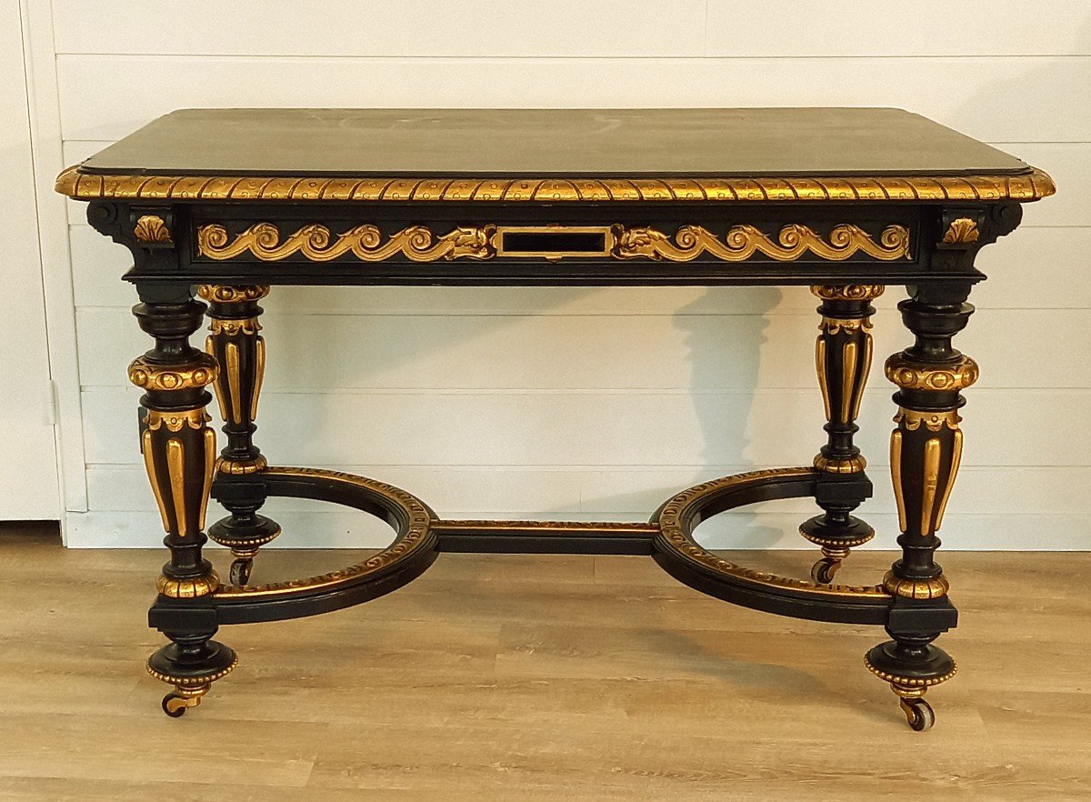 Napoleon III Black And Gold Table-photo-2