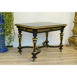 Napoleon III Black And Gold Table