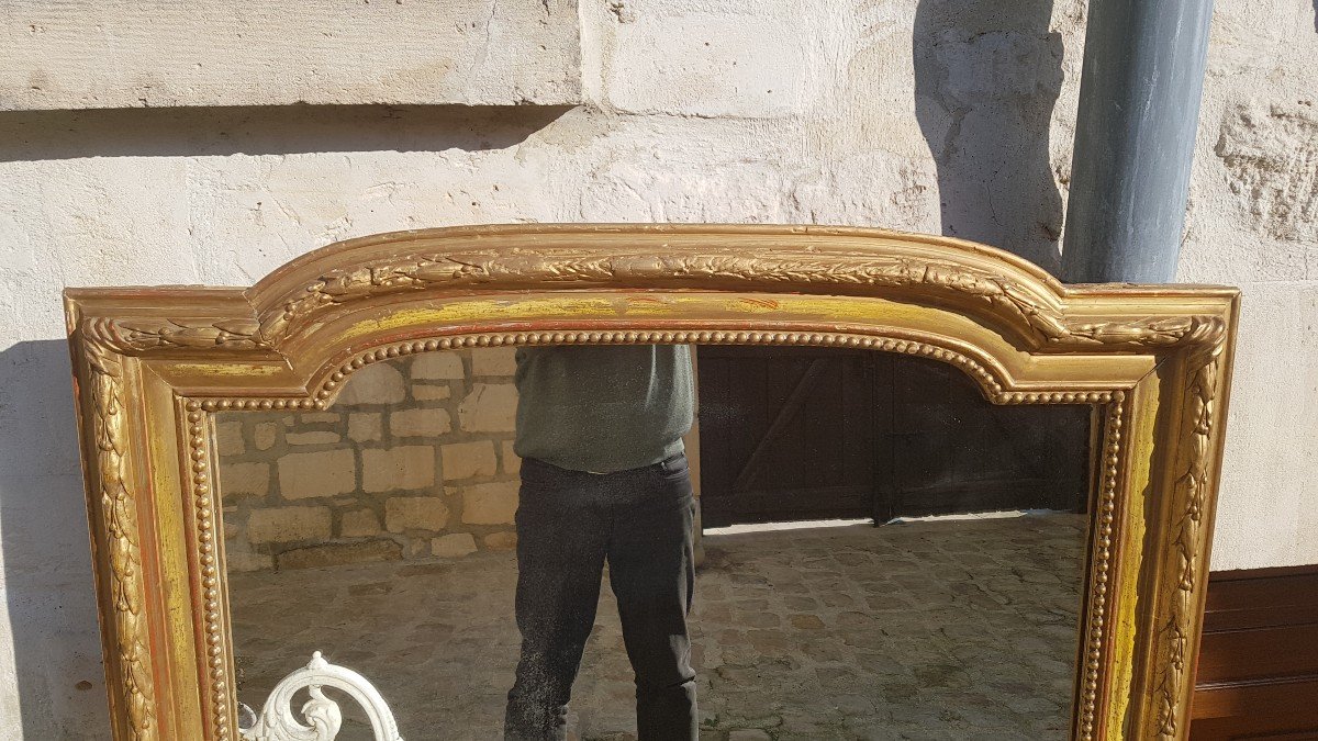 Fireplace Mirror In Wood And Golden Stucco Circa 1880.-photo-2