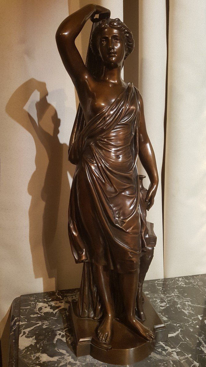 Bronze In The Neo Classical Spirit Representing A Vestal Virgin.-photo-2