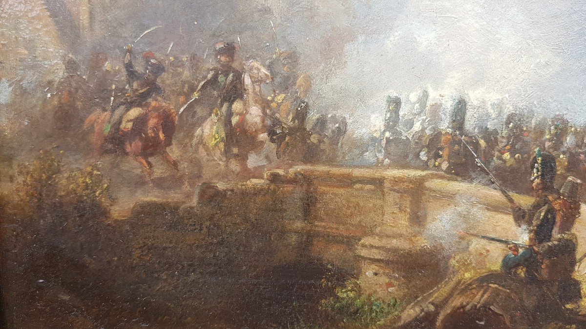 Alois Bach: Bavarian Troops Fighting Near A Bridge.-photo-4