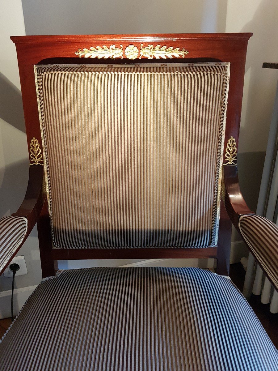 Pair Of Empire Style Ceremonial Armchairs - Late 19th Century.-photo-4