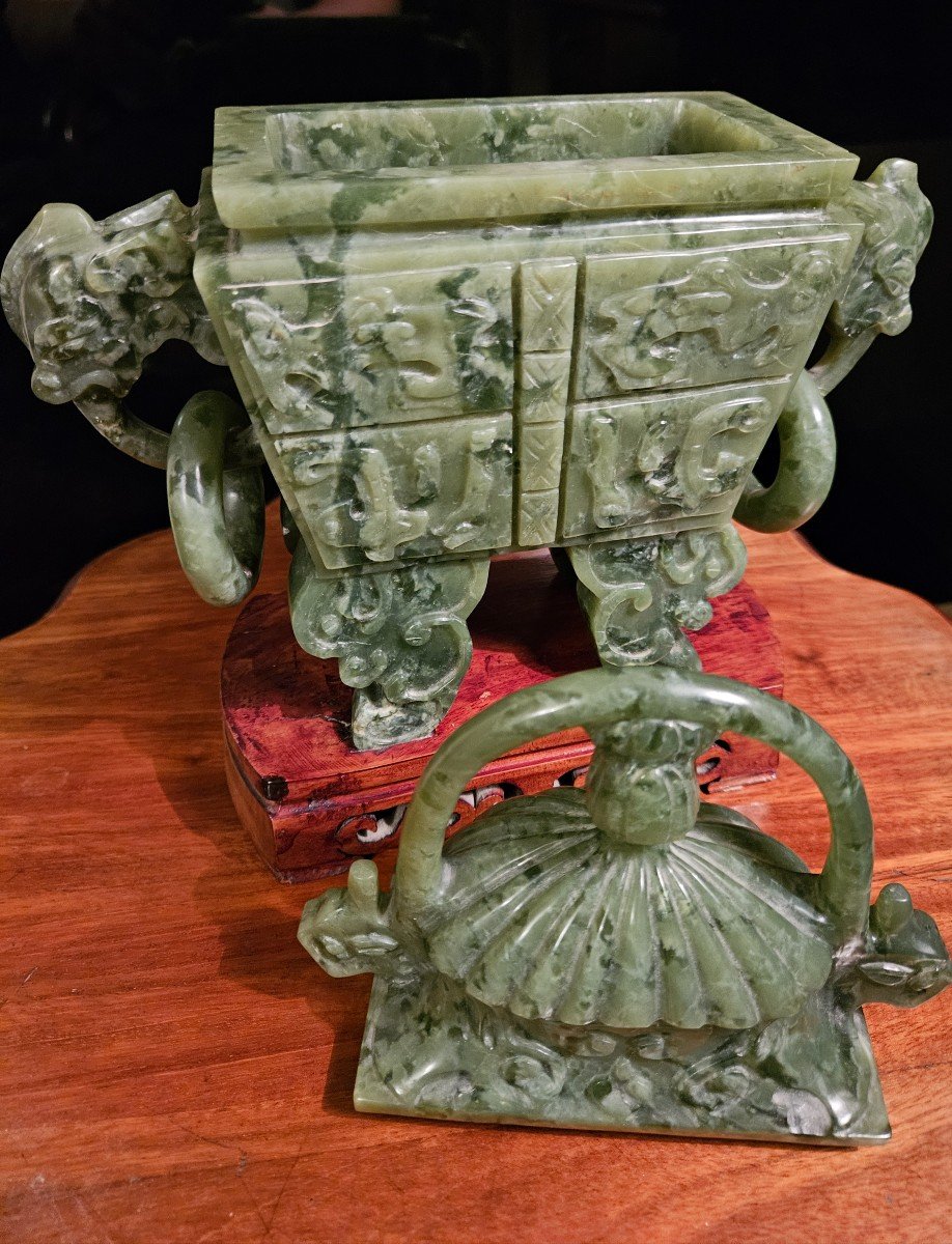  Brule Perfume In Green Jade. China Early 20th Century.-photo-3