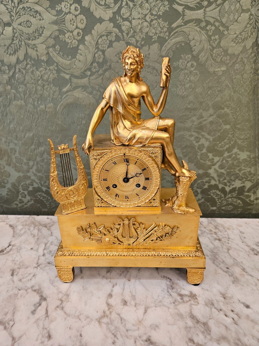 Gilt Bronze Pendulum: Apollo God Of Music.-photo-2