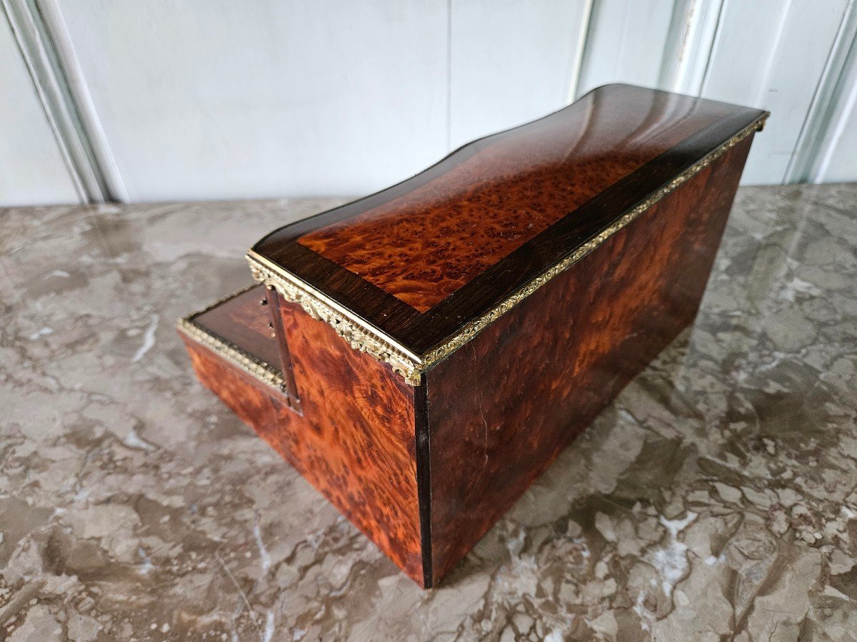 Beautiful Napoleon III Writing Desk In Amboyna Burl And Rosewood Marquetry.  -photo-1