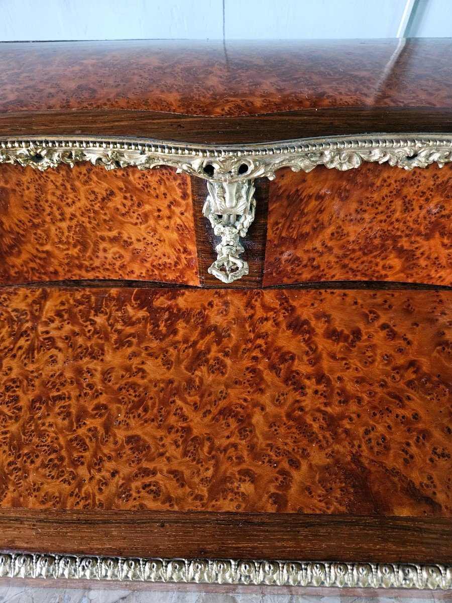 Beautiful Napoleon III Writing Desk In Amboyna Burl And Rosewood Marquetry.  -photo-7