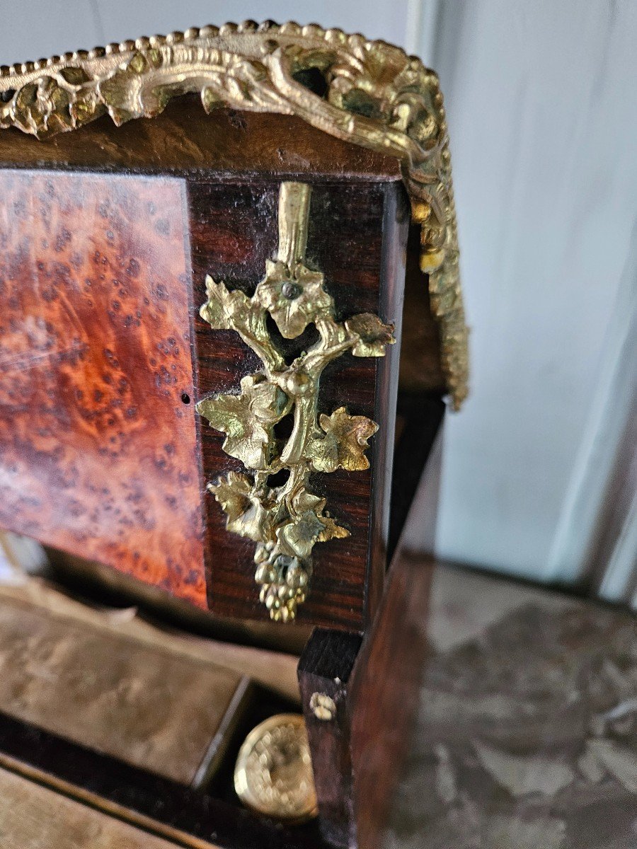 Beautiful Napoleon III Writing Desk In Amboyna Burl And Rosewood Marquetry.  -photo-8