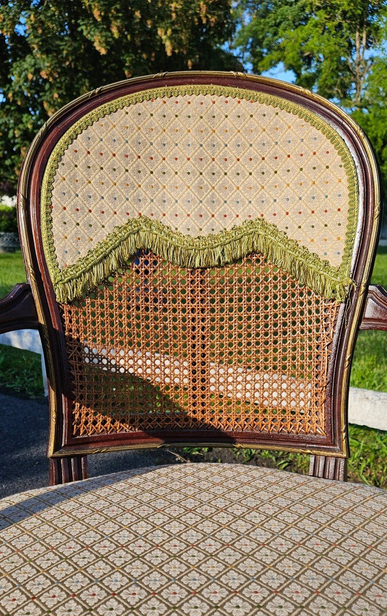 Louis XVI Style Office Armchair Circa 1900 Canné.-photo-3