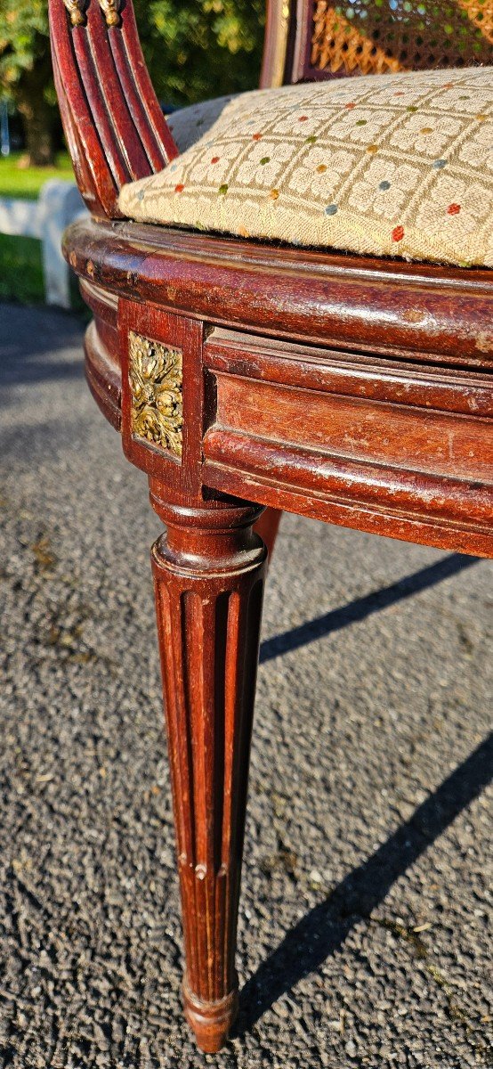 Louis XVI Style Office Armchair Circa 1900 Canné.-photo-2