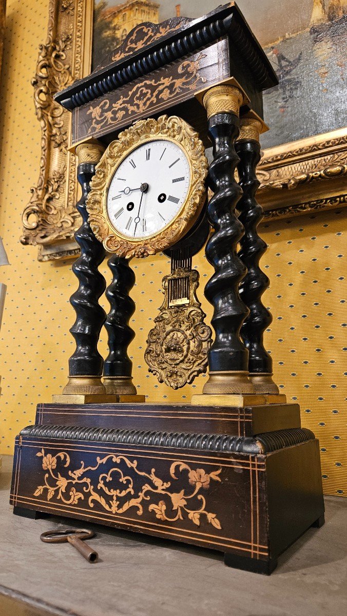 Napoleon III Portico Clock With Twisted Columns.-photo-2