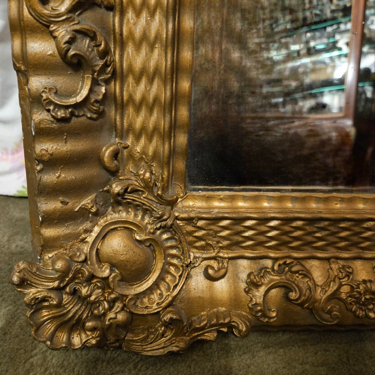 Gilded Mirror From The Napoleon III Period. 144 Cm X 96 Cm.-photo-3