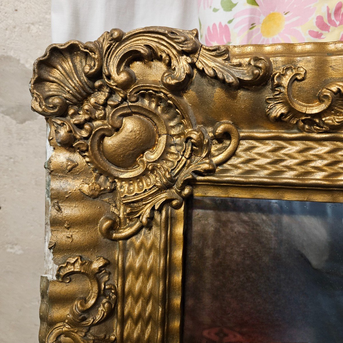 Gilded Mirror From The Napoleon III Period. 144 Cm X 96 Cm.-photo-5