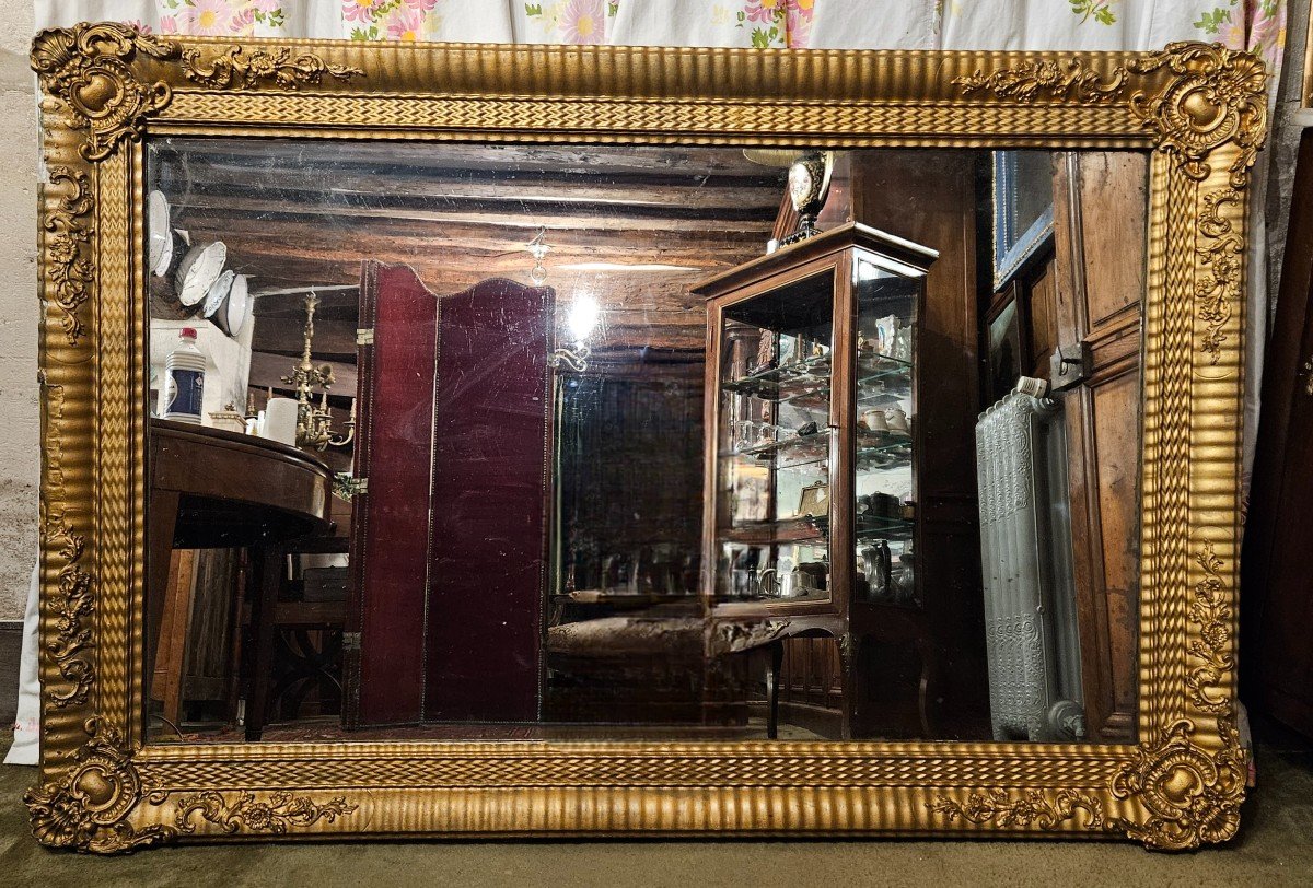 Gilded Mirror From The Napoleon III Period. 144 Cm X 96 Cm.