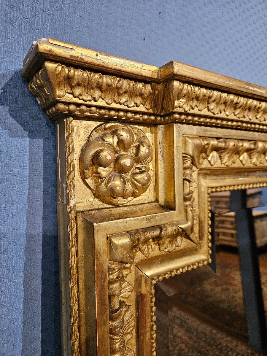 Important Miroir Doré De Style Louis XVI.  Hauteur :185 cm-photo-1