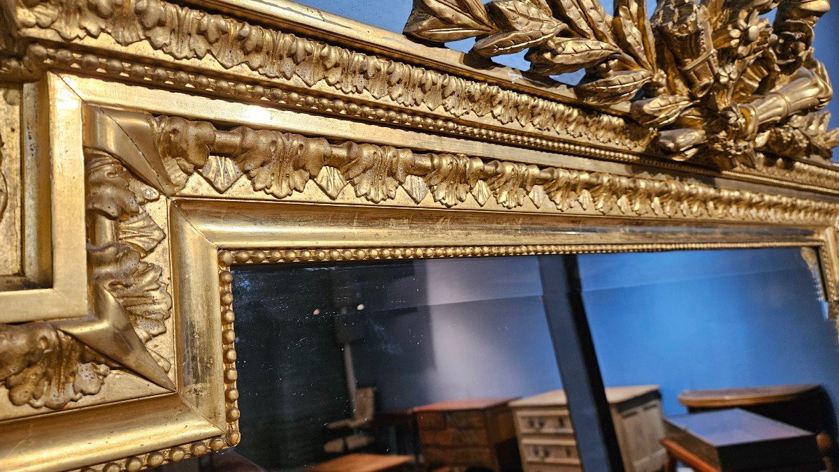 Important Louis XVI Style Gilded Mirror. -photo-2