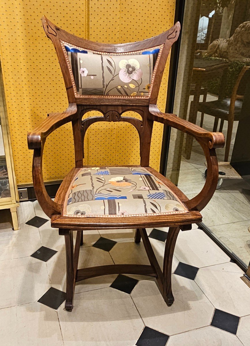 Fauteuil De Gustave Serrurier-Bovy (1858-1910)-modèle Bauwens .-photo-2