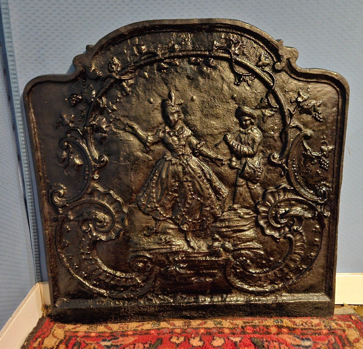 Plaque De Cheminée En Fonte . XIX Siècle . 78, 5 cm x 79 cm.-photo-2