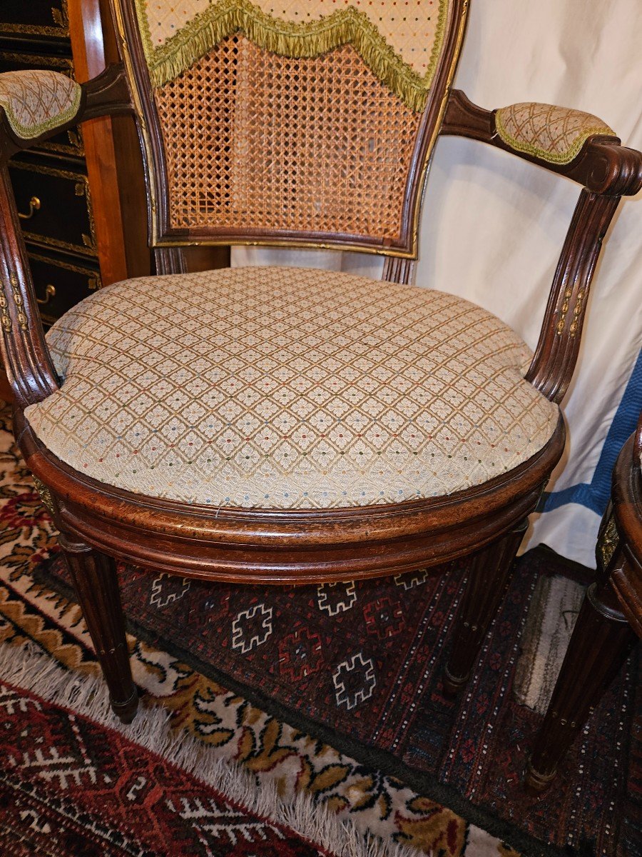 Paire De Fauteuils Cabriolet En Acajou De Style Louis XVI. -photo-1