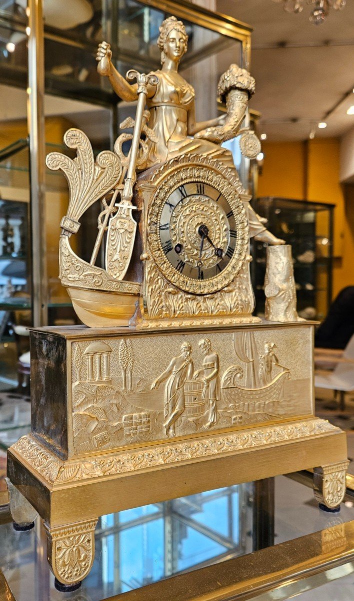 Clock Representing The Allegory Of Commerce. Charles X Period.-photo-2