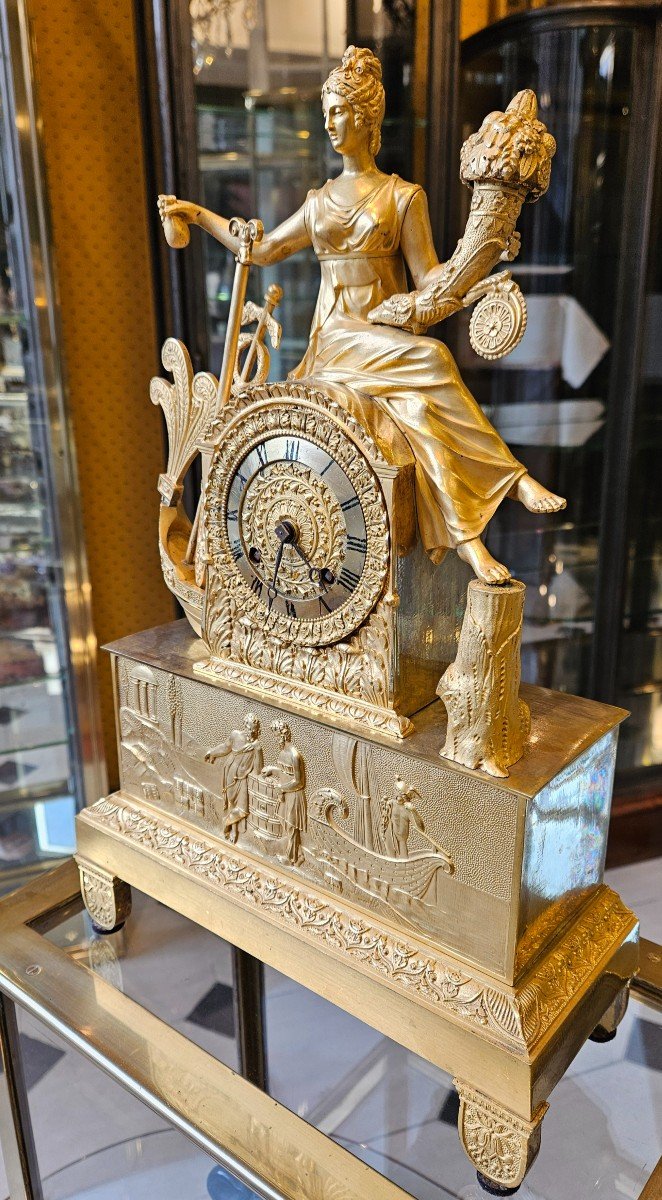 Clock Representing The Allegory Of Commerce. Charles X Period.-photo-3