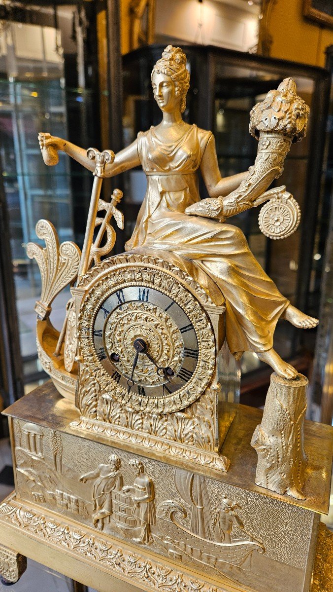 Clock Representing The Allegory Of Commerce. Charles X Period.-photo-1