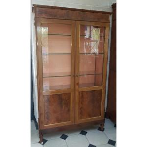 Louis XVI Style Mahogany Bookcase Display Case.