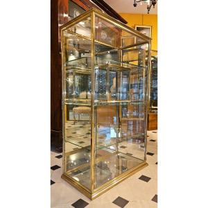 Large Brass Display Cabinet - Early 20th Century