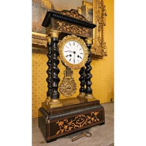 Napoleon III Portico Clock With Twisted Columns.